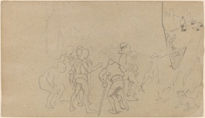 Scène de village - Elihu Vedder