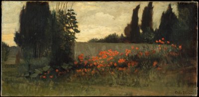 Cyprès et coquelicots - Elihu Vedder