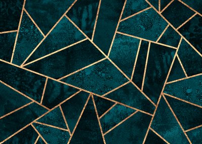 Mosaïque géométrique bleu sarcelle et or - Elisabeth Fredriksson