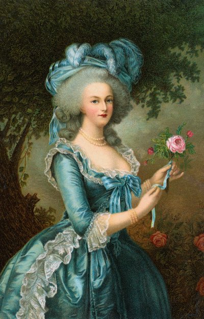 Portrait de Marie-Antoinette avec une rose - Elisabeth Louise (after) Vigee Lebrun