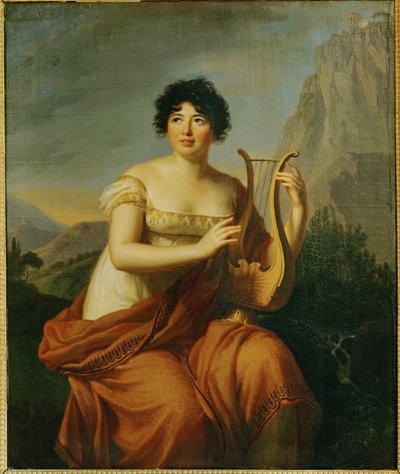Portrait de Germaine Necker, Mme de Staël ... (huile sur bois) - Elisabeth Louise Vigee-Lebrun
