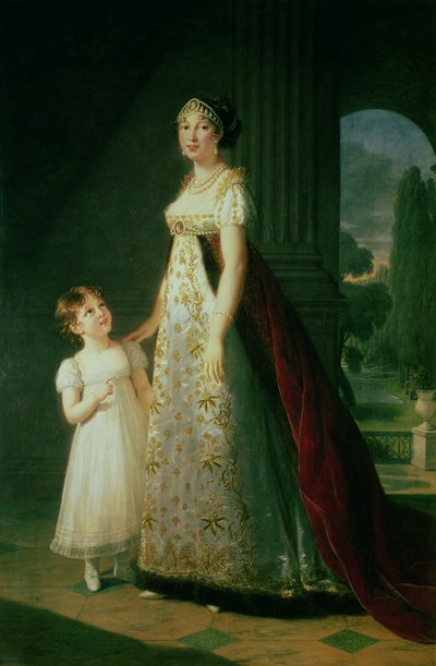 Maria Carolina Bonaparte (1782-1839) reine de Naples avec sa fille Laetitia Murat - Elisabeth Louise Vigee Lebrun