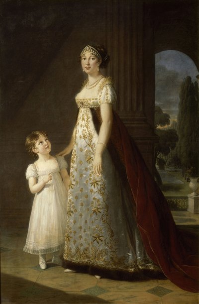 Portrait de Caroline Bonaparte 1782-1839, reine de Naples et de Sicile, avec sa fille, Letizia, 1807 - Elisabeth Louise Vigee Lebrun