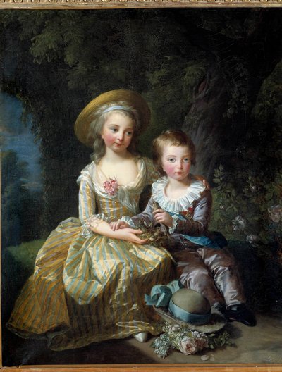 Portrait de Marie Thérèse Charlotte de France et du dauphin Louis Joseph Xavier de France - Elisabeth Louise Vigee Lebrun