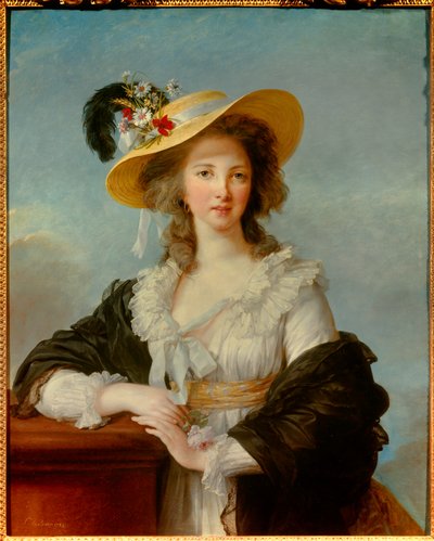 Portrait de Yolande Gabrielle Martine de Polastron, Duchesse de Polignac (1749-1793) avec le chapeau de paille - Elisabeth Louise Vigee Lebrun
