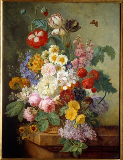 Fleurs dans une rocaille Peinture par Elise Bruyère (1776-1842) 1836 - Elise Bruyere
