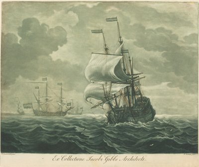 Scène de navigation de la collection de Jacob Gibbs - Elisha Kirkall after Willem van de Velde the Elder