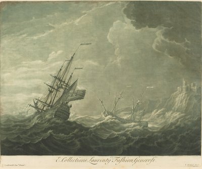 Scène de navigation de la collection de Lawrence Fashion - Elisha Kirkall after Willem van de Velde the Younger