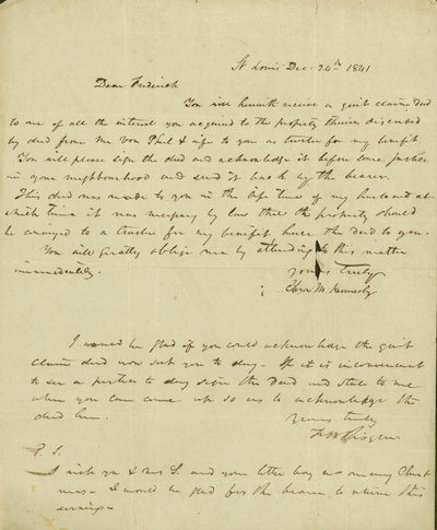 Lettre à Frederick Saugrain d