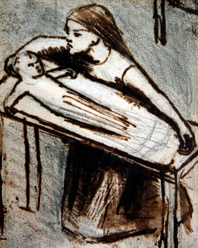 Fille agenouillée avec bébé - Elizabeth Eleanor Siddal