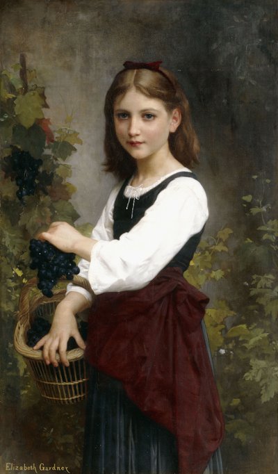 Jeune fille tenant un panier de raisins - Elizabeth Jane Gardner Bouguereau