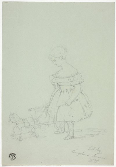 Fille avec cheval jouet à Langham House - Elizabeth Murray