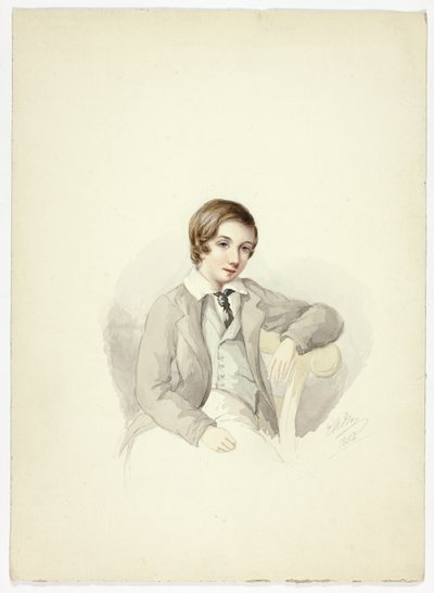 Jeune homme appuyé sur une chaise - Elizabeth Murray