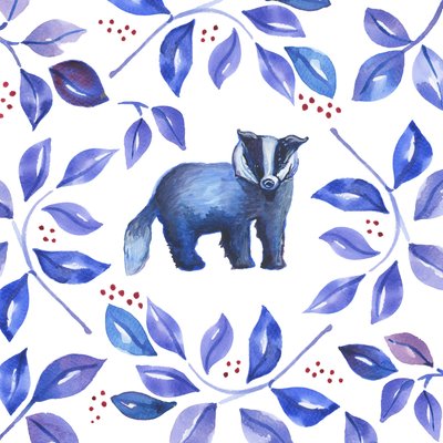 Blaireau, 2018 (aquarelle) - Elizabeth Rider