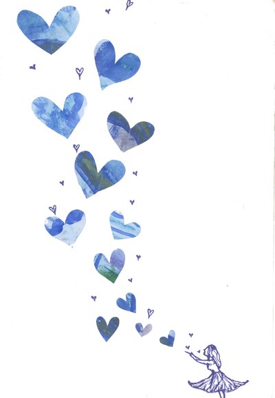 Blowing a Kiss, 2013 (aquarelle et collage) - Elizabeth Rider