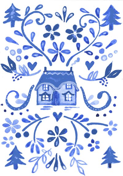 Blue Cottage, 2017 (aquarelle) - Elizabeth Rider