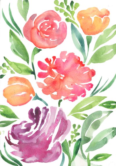 Fleurs sauvages, 2018 (aquarelle) - Elizabeth Rider