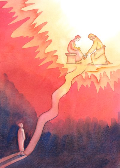 Une personne qui, par amour de Dieu, aime et sert son prochain, marche sur un chemin difficile vers le Ciel, avec des montées raides - Elizabeth Wang