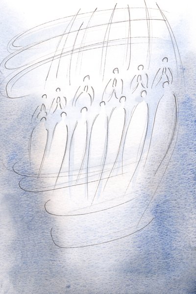 Les anges encerclaient le sanctuaire, priant sous la lumière du ciel, 2001 - Elizabeth Wang