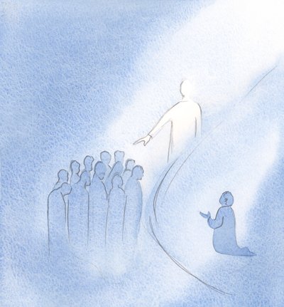 Alors que le Christ entrait dans mon âme, il tendait la main et bénissait tous ceux que je tiens en prière, 2000 - Elizabeth Wang