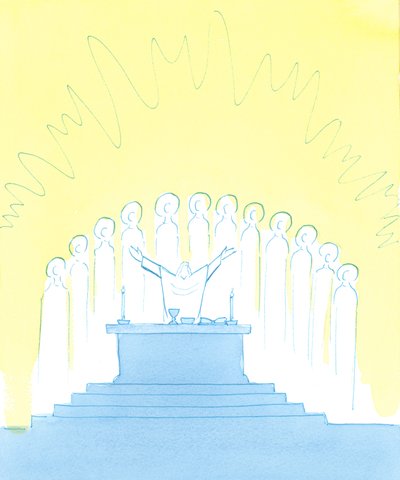 Alors que nous louons Dieu à la messe, avec et à travers le Christ, nous Le louons avec toute l