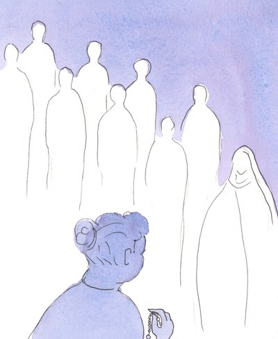 Lorsque nous prions le Rosaire, les Saints se joignent à la première moitié du 