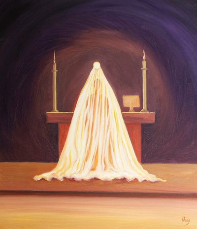 À la consécration, Jésus est présent, nous aimant, bien qu