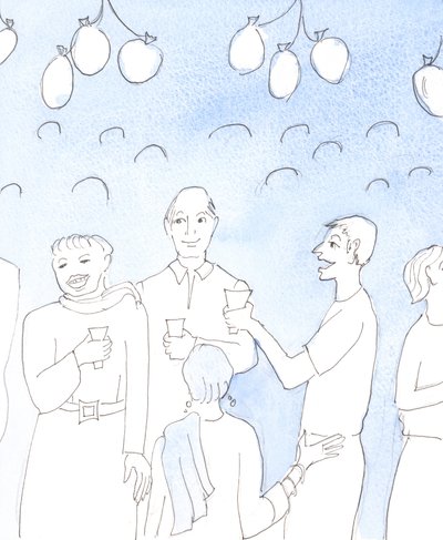 Le Christ regarde avec joie lorsque nous célébrons la vie ou une bonne nouvelle en partageant nourriture et boisson avec des amis, lors d