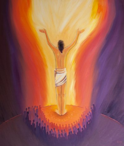 Le Christ se tient parmi nous à la messe et prie pour les pécheurs en offrant son sacrifice unique, 2000 - Elizabeth Wang