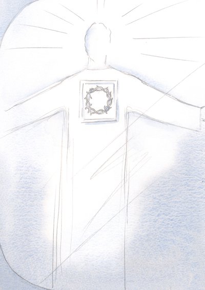 Le Christ le Grand Prêtre apparaît en majesté, Sa robe portant l