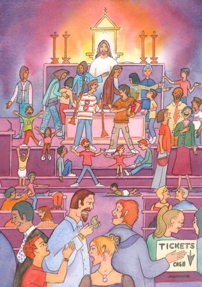 Depuis le tabernacle, le Christ regarde avec tristesse, voyant Sa sainte 