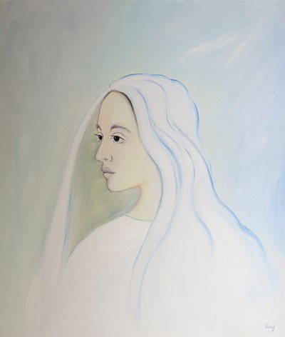 Au ciel, la Vierge Marie partage la préoccupation de son fils pour tout ce qui se passe sur terre, 2000 - Elizabeth Wang