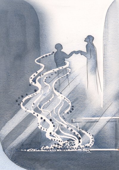 Dans la Sainte Communion, nos petits péchés tombent comme des cendres alors que le Christ nous élève pour partager Sa joie, 2000 - Elizabeth Wang