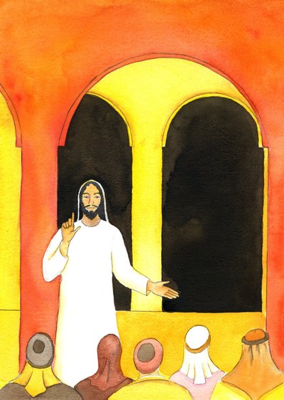 Jésus prêchait dans le Temple, disant la vérité, et en colère certains qui ont alors comploté pour lui faire du mal - Elizabeth Wang