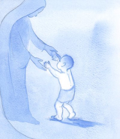 Tout comme le Christ avançait fermement, tenu par sa Mère, nous pouvons marcher comme des enfants simples et confiants, sans peur et pleins d