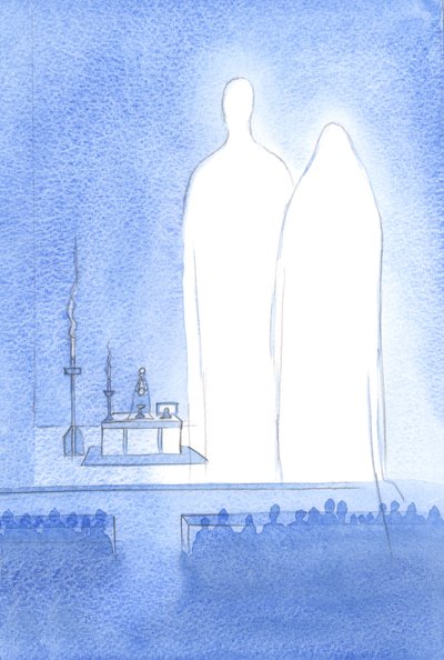 Notre Sainte Dame est présente avec nous lors de notre célébration de Pâques. Avec tout le Ciel, elle écoute les louanges offertes à son divin fils - Elizabeth Wang