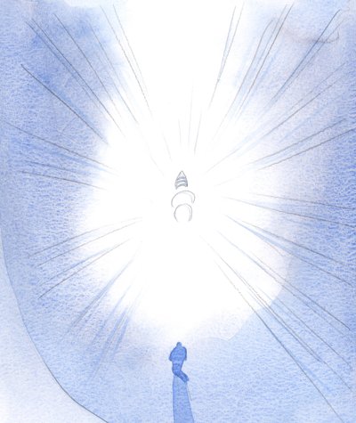 Les saints et les anges se rassemblent autour des trois Personnes Divines; Dieu le Père est 