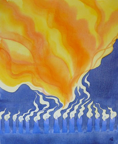 La descente du Saint-Esprit sur les apôtres et Marie à la Pentecôte - Elizabeth Wang
