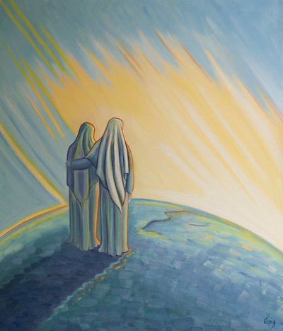 Quand Notre Dame a salué Élisabeth lors de la Visitation, elles ont loué Dieu pour son amour. Notre Dame avait en tête le monde entier que son Fils souhaitait aider. - Elizabeth Wang