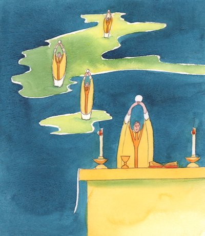 Partout où un prêtre catholique offre le Saint Sacrifice de la Messe, il y a Jésus-Christ, présent avec son peuple, 2000 - Elizabeth Wang