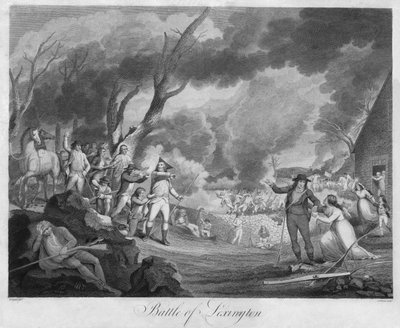 Bataille de Lexington, gravée par Cornelius Tiebout (1768-1835) - Elkanah (after) Tisdale