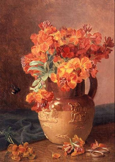 Nature morte avec giroflées dans un pichet en grès - Eloise Harriet Stannard