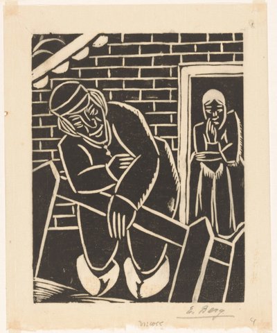Fermier devant sa maison - Else Berg (signed by artist)