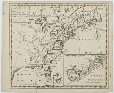 Carte des gouvernements britanniques en Amérique du Nord, gravée par J. Gibson - Emanuel Bowen