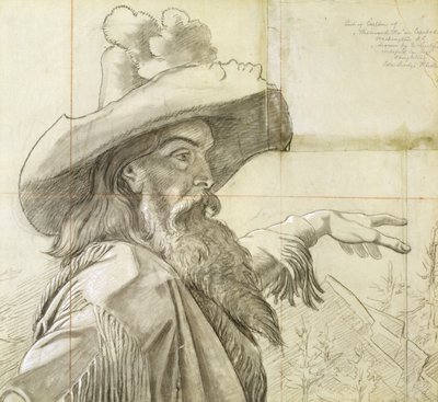 Détail du dessin pour la peinture murale Westward the Course of Empire... - Emanuel Gottlieb Leutze