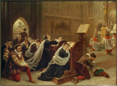 Marie Stuart...entendant la première messe - Emanuel Gottlieb Leutze
