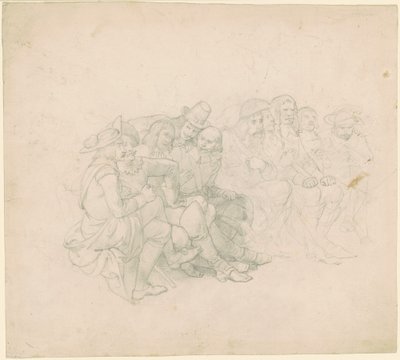 Hommes en costumes du XVIIe siècle [recto] - Emanuel Gottlieb Leutze