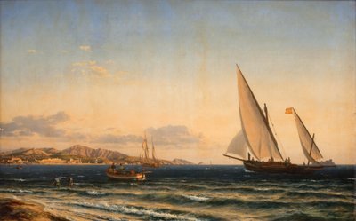 Soirée sur la Méditerranée. En arrière-plan Marseille et l