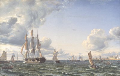 Le navire de ligne "Valdemar" croisant le détroit par un vent frais de brise - Emanuel Larsen