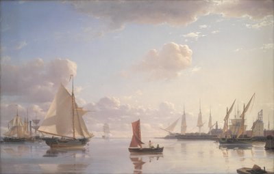 Vue de Langelinie vers les chantiers navals royaux à Nyholm, Copenhague. Lumière du matin - Emanuel Larsen